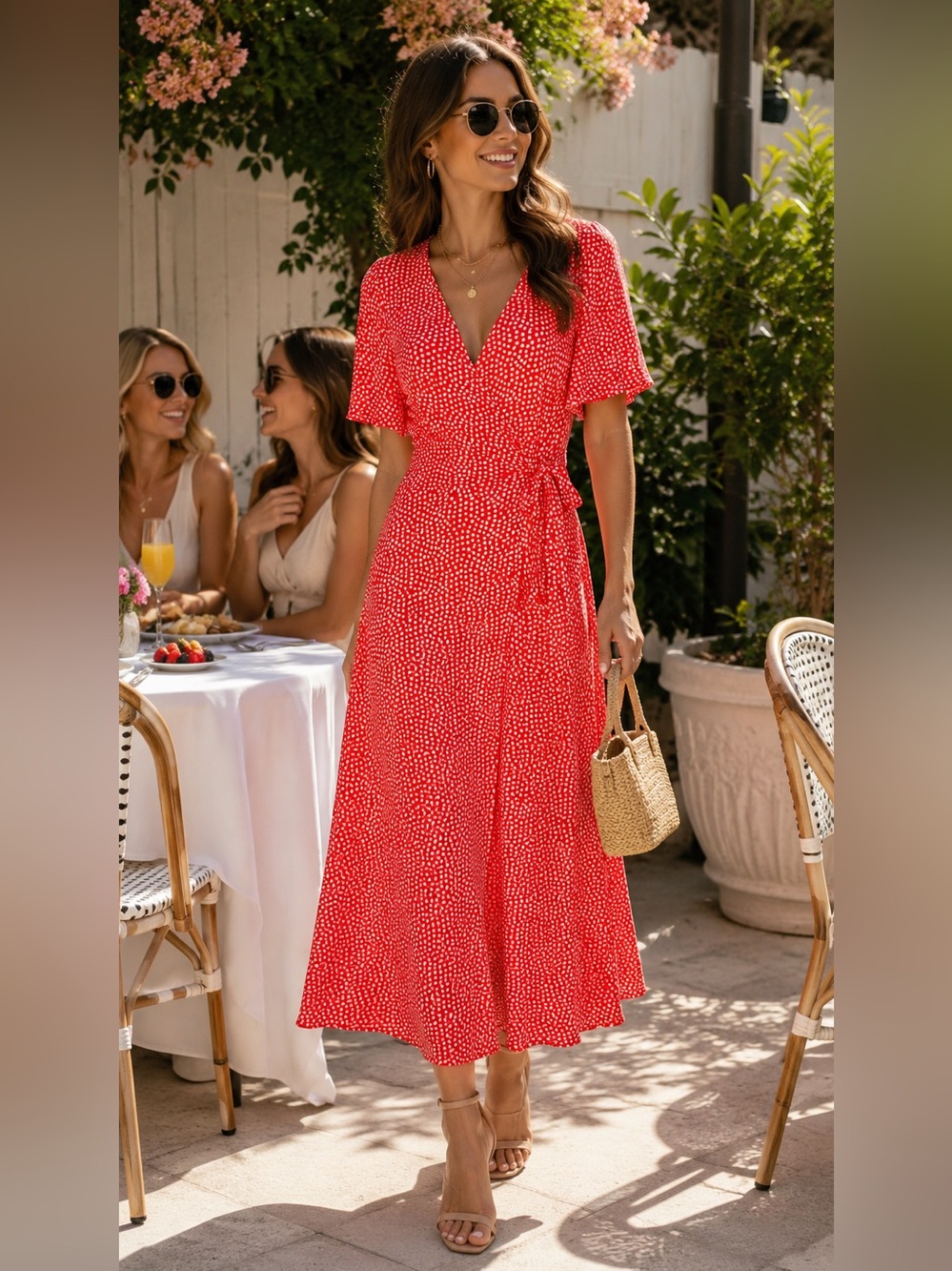 BODEN Cassia Polka Dot Jersey Midi Dress Women's 6 Regular